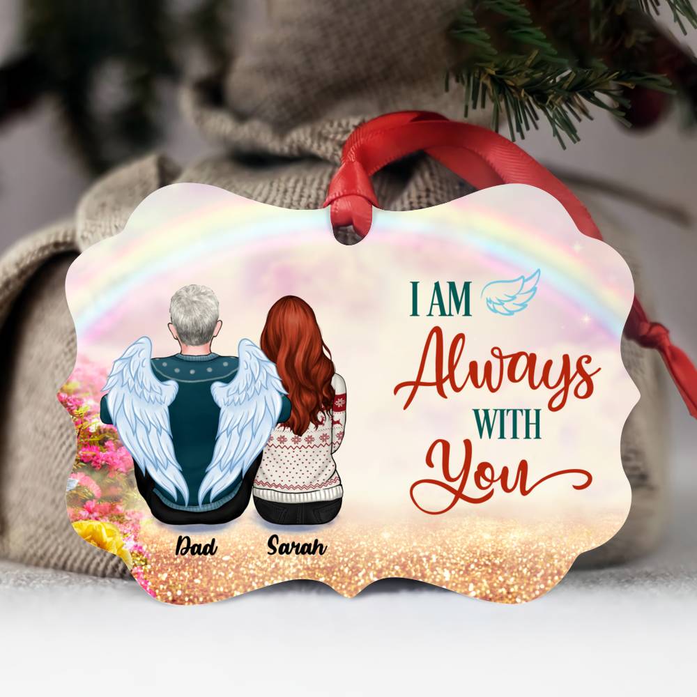 Family Memorial Ornament - I Am Always With You (Up to 4 People - Heaven BG) - Personalized Ornament