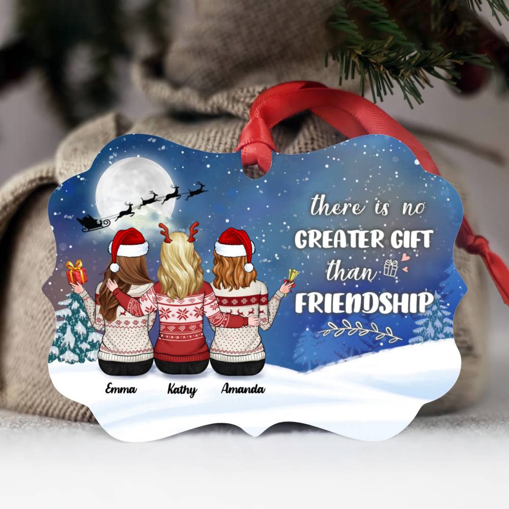 Up to 5 Girls - Xmas Ornament - There is No Greater Gift than Friendship - Personalized Ornament