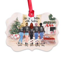 Load image into Gallery viewer, Up to 5 Girls - Life Is Better With Sisters - Personalized Ornament