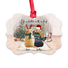Load image into Gallery viewer, Girl and Dogs - Life is better with a dog - Personalized Ornament