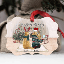 Load image into Gallery viewer, Girl and Dogs - Life is better with a dog - Personalized Ornament